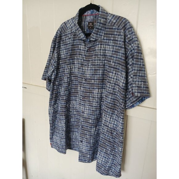 Sloane 044 Reeves Button Up Shirt Mens 5X Blue Cotton Convertible Short Sleeve - Picture 8 of 16